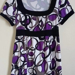 Dynamite Multicolor Scoop Neck Short Sleeve Blouse Ties In Back.